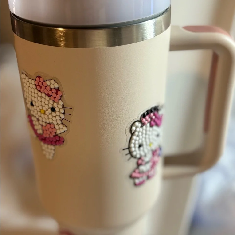 40oz Tumbler with Diamond Art Stickers Bling Cup Cute Aesthetic Drinkware - Picture 3 of 5